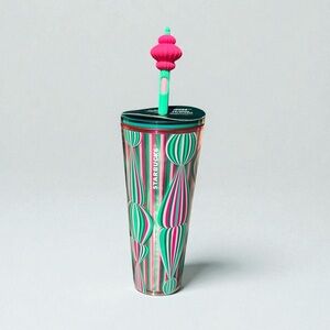 Starbucks Holiday 2024 Pink Ornament Straw Topper 24 Oz Cold Cup Tumbler rare